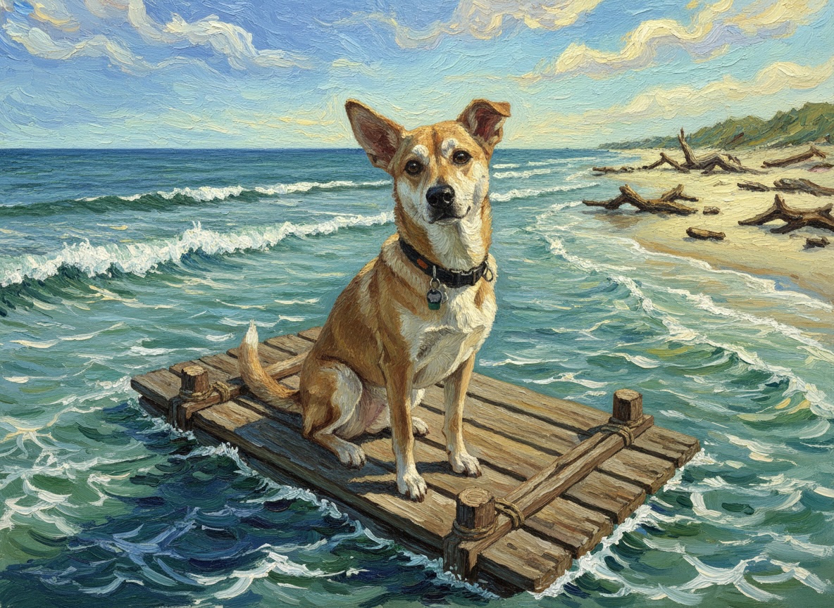 A canvas print of a painted dog